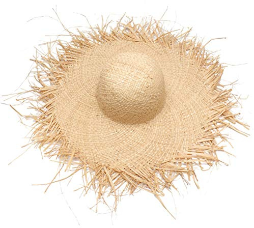 TiSkying Stroh Raffa Sonnenhut Frauen, Strohkappe Marginal Breite Strand Hut Handgemachte Stoff Reisen Urlaub