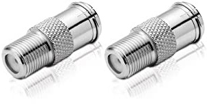 conecto F-Verbinder, F-Kupplung, F-Stecker Quick auf F-Buchse, Adapter zur Verlängerung von Antennen-Kabel/Koaxial-Kabel, 2er Set, SA-CC50827-SET2, Nickel