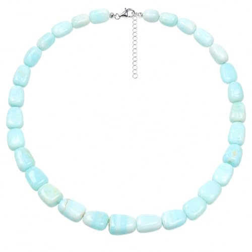 ELEDORO Afrikanischer Opal Kette Silber mit 925 Silberverschluss | Kleine deutsche Schmuckmarke ELEDORO: handgefertigte Afrikanischer Opal-Kette, 48+5 cm, Karabiner, 925 Silber