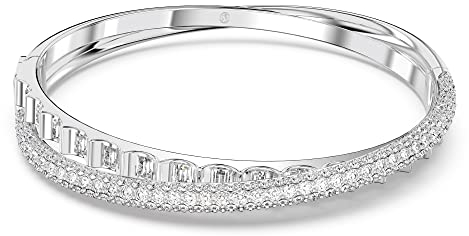 Swarovski Rota Armreif, Weißes und Rhodiniertes Damenarmband mit Strahlenden Swarovski Kristallen