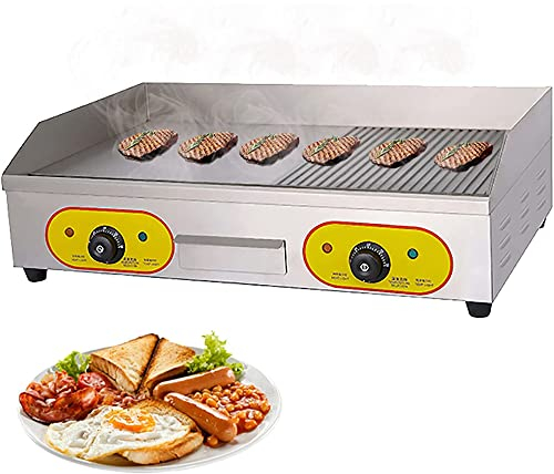 MNSSRN Griglia Elettrica Antiaderente Commerciale, Griglia da Tavolo Elettrica di Carne E Verdura, Controllo Termostatico Regolabile, Griglia Elettrica del Ristorante