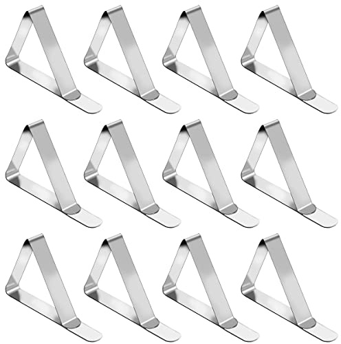 12 Pack Tablecloth Clips Stainless Steel Table Cloth Cover Clamps Picnic Table Clips Heavy Duty Table Cloth Holders Ideal for Camping Restaurant Outdoor Wedding Home Kitchen Graduation Party Marquees