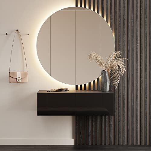 Planetmöbel Flur Möbel Garderobe Hängeschrank 1x 100 cm Schwarz, Kompaktgarderobe mit Klappe als Stauraum, Wandgarderobe hängend oder stehend, 37,8T x 100B x 32,5H cm