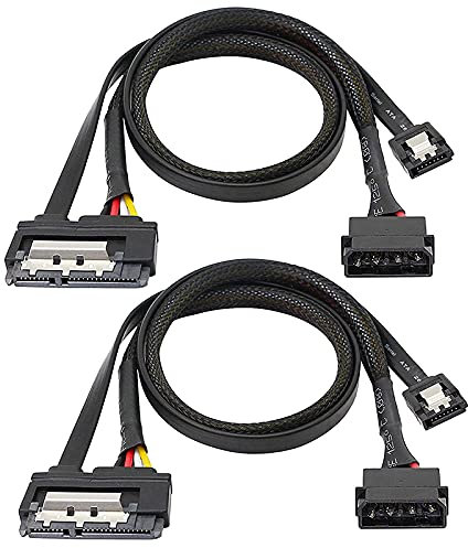 FURREN 2 Pi¨¨Ces S¨¦Ries Cable de Donn¨¦ES SATA 6G, Rallonge de Puissance SATA 2-en-1, LP4 IDE vers SATA 15P Femelle avec S¨¦Rie ATA III 7 Broches Femelle