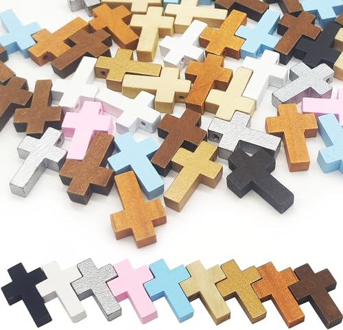 Hayaww 50 Piezas Colgante Cruz De Madera Cuentas Cruzadas De Madera Pequeña Cruz Encantos Colgantes Bendición Cruz Encanto Para Fiestas Proyectos De Bricolaje Bisutería Decoración De Pascua