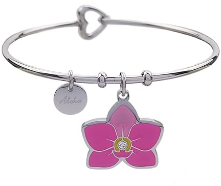 Aloha bracciale donna Orchidea Idea Regalo Acciaio Anniversario Compleanno Festa Fiore