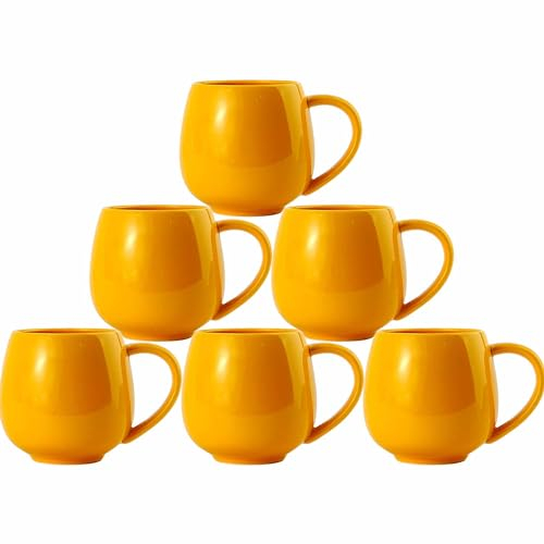 superyes Set di 6 tazze da caffè giallo limone per latte, cappuccino, gelato, cioccolata calda, 350 ml