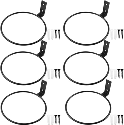 GXXMEI 6 Pack 6 Inch Wall Flower Pot Holder Ring Plant Hanger, Metal Planter Hooks Wall Mounted Bracket Heavy Duty for Outdoor Indoor