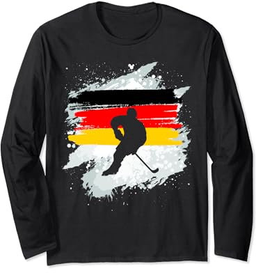 Eishockey Spieler mit coolen Deutschland Farben Langarmshirt