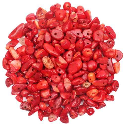 500 pezzi di perle di pietre preziose in corallo rosso perline da infilare 5-8 mm forate irregolari cristallo perline di pietre preziose per fai da te per braccialetti, collane, orecchini, gioielli in