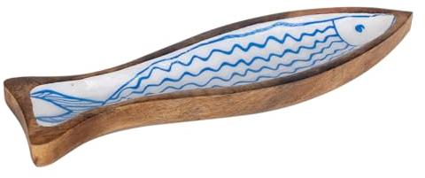 BY SIGRIS ORIGEN Home Decor Plateau Poisson Boîtes et plateaux | Plateau de décoration Bleu - 3 x 30 x 8 cm