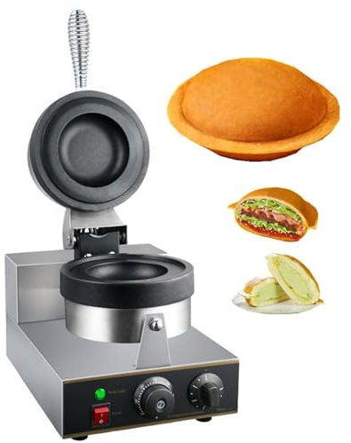 Kommerzieller Burger-Waffeleisen, 1300 W, antihaftbeschichtet, elektrische Hamburgerpresse, Backmaschine, 50–300 °C, Temperaturregelung, doppelseitige Heizung, Blasen-Ei-Waffeln-Bäckermaschine