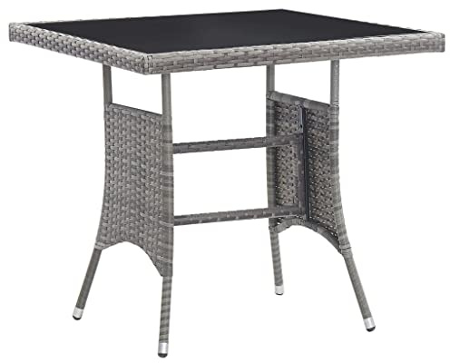 vidaXL Mesa de jardín ratán sintético Gris 80x80x74 cm