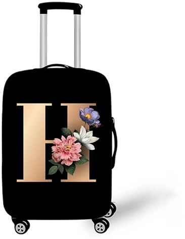 Muiuou Elastisch Reise Kofferhülle Kofferschutzhülle, Anfangsbuchstabe Gedruckt Design Koffer Schutzhülle mit Reißverschluss Waschbar Gepäck Cover Kofferschutz-Bezug (XL (30-32 Zoll),H)