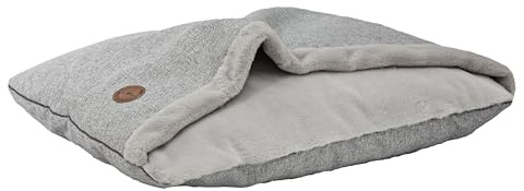 BORN2REST Hundebett für Mittelgroße und Kleine Hunde, Flauschiges Katzenbett Haustierbett Mit Kapuze, Rutschfestes Waschbares Lauren Design NEL (Grau Natura, M 80 x 60 cm)