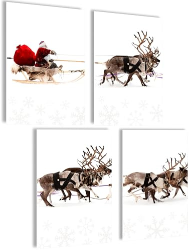 Mojoliving Winterposter Set - Weihnachtsdekoration - ästhetische Wandbilder - Winterbilder Set (Weihnachtsmann)