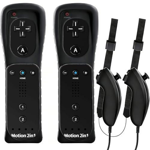 Wii Fjärrkontroll med Motion Plus och Nunchuck Silikon och Handledsrem | Trådlös Wii-fjärrkontroll Wii Remote Plus-styrenhet med Nunchuk med Silikonskal Handledsrem för Wii/Wii u-styrenhet