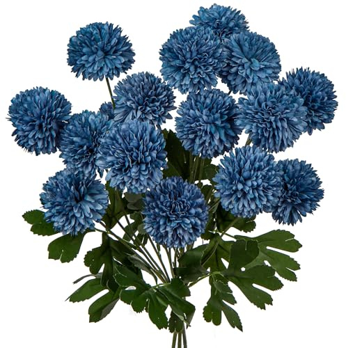 Oairse 4er-Set 58cm Kunstblume Seiden-Chrysantheme, Künstliche Blumen zur Dekoration, Rustikale Blumen, Künstliche Chrysanthemen, Blumenarrangement für Zuhause, Büro, Hochzeit, Tischdekoration, Blu