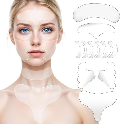 Dimeho Lot de 11 patchs anti-rides réutilisables en silicone sans adhésif sous les yeux pour les rides pulpeuses et les rides de la peau pendant la nuit