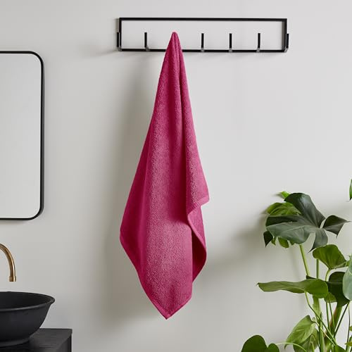 Catherine Lansfield Asciugamano da bagno in cotone ad asciugatura rapida, 70 x 120 cm, colore: Rosa acceso