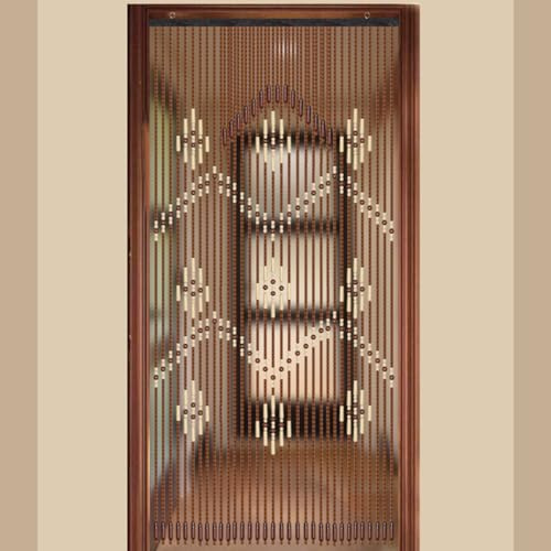 CHZIMADE 32 Lines Wooden Beaded Door Curtain Doorway Room Divider Curtain Blind Soild Wood Room Window