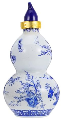 EXHUMKY Botella De Vino De Porcelana Azul y Blanca Jarra Tapa Hermética Para Casa Restaurantes y Fiestas