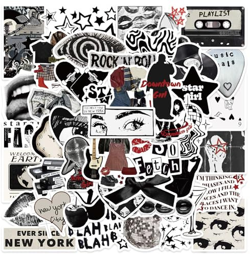 50 Stück Rock Band Punk Aufkleber, Classic Rock Sticker Pack für Erwachsene Cool Metal Punk Musik Aufkleber für Gitarre Laptop Skateboard (ROCK5)