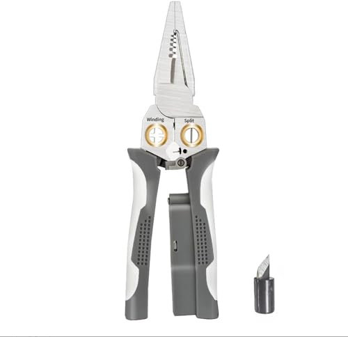 8-in-1 Edelstahl-Abisolierzange mit Nadelspitze, rutschfestes multifunktionales Abisoliergerät mit elektrischer Prüfung, Abisoliernadel, Elektriker-Zange, super einfach zu bedienen