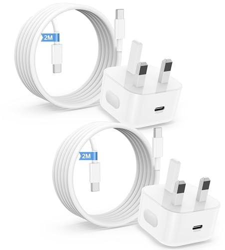iPhone 17 16 15 Charger Fast Charging, 2Pack 20W USB C Fast Charger Plug with 2M Type C to C Cable Lead for Apple iPhone 17 Pro Max/17 Air/16 Pro Max/16 Pro/16 Plus/15 Pro Max/15 Plus/15/iPad Pro/Mini