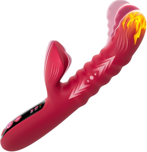 Vibratore con spinta per donne, YeeSexDo 4 IN 1 Stimolatore clitorideo con vibrazione e spinta con 10 modalità, potente vibrazione oscillante e riscaldamento intelligente, vibratore clitorideo con LED