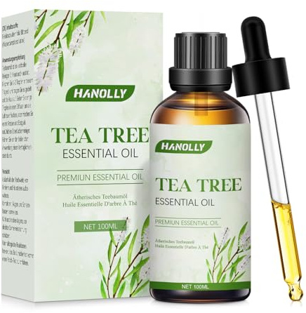HANOLLY Aceite Esencial Árbol de Té 100ml, Aceites Esenciales Naturales para Difusor, Humidificador, Vela, Fabricación de Jabón, Aromaterapia Tea Tree Oil para Piel, Masaje, Baño