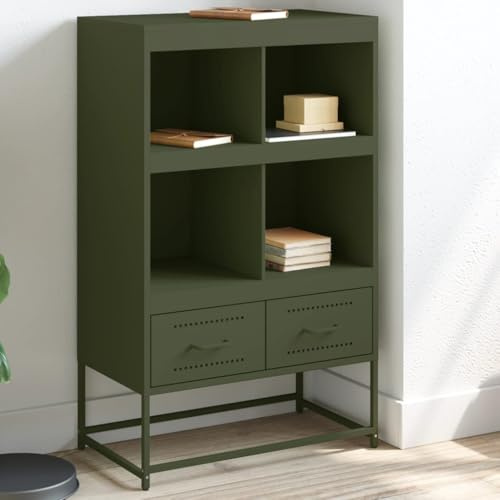 KTHLBRH Armario de jardín verde oliva para salón interior, 68,5 x 39 x 111,5 cm, acero laminado en frío