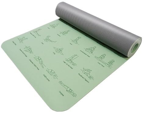 TPE Yogamatte rutschfest mit Muster 183 * 57cm 6mm umweltfreundliche Gymnastikmatte hoher Dichte geeignet for Matten Yoga und Pilates Sport(Pink)