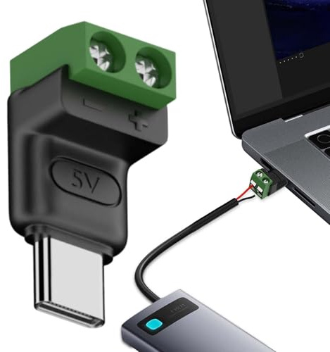 Adaptateur pour câble, à Broches, borne à vis USB C, sans Soudure | Adaptateur de Type C à 2 Broches pour réparation Industrielle, Recharge de téléphones Portables, tablettes, appareils Photo