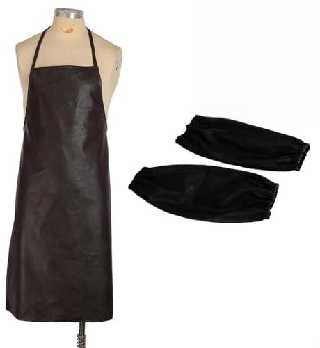 Tablier de soudeur en cuir synthétique de qualité professionnelle avec manchon de protection adapté pour la menuiserie, le soudage et les travaux industriels