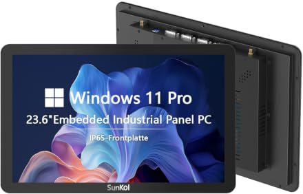 SunKol 23,6 Panel PC Industriale Embedded IP65 Touch Screen Capacitivo | All-in-One Computer Windows 11,1920*1080 FHD,I5-1235U,8GB RAM,128GB SSD,VESA,HDMI,LAN,USB,RS232/RS485,HMI Industriale