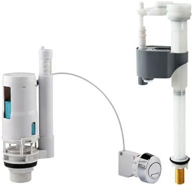 HULTHOR Flush & Fill Valve Set, Complete Toilet Cistern Replacement Kit for 1.5” & 2” Outlets, Adjustable Flush Valve & 1/2 Brass Threaded Inlet Fill Valve, Toilet Repair