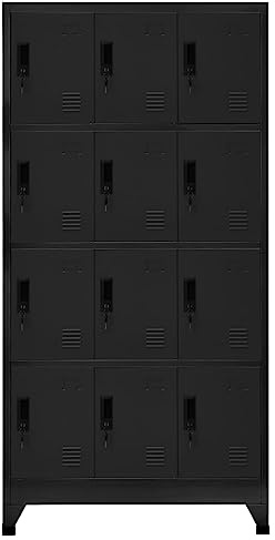 KKgypkn Stahl Spind 90x45x180 cm in Schwarz, Schließfachschrank mit 6 Fächern, NamenssKind Rahmen und Kleiderstange für Umkleide und Büro