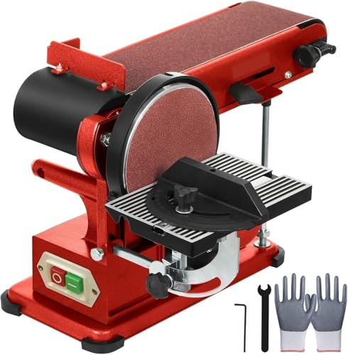 Disc Belt Sander 4x36 Inch & 6 Inch Disc, 375W Powerful Benchtop Sander for Woodworking, Ideal for Sanding & Finishing Projects - Efficient and Durable