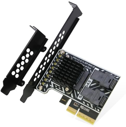 PCIe x4 to Dual SFF-8643 SATA Controller Card for NAS/Linux [6Gbps]