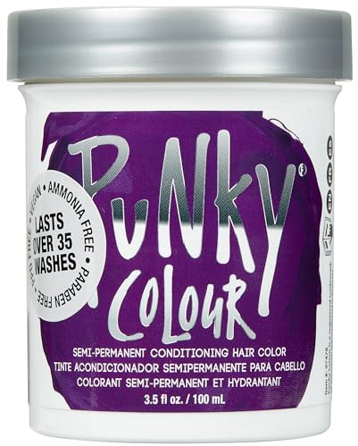Punky Purple Semi Permanent Hair Color - Vegan & Cruelty-Free Conditioning Purple Hair Dye, Lasts Up to 35 Washes, 3.5 fl oz