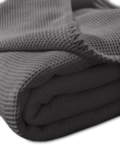 Kneer 9151284 La Diva Waffelpique-Decke mit Ziersticheinfassung 150/210 cm, Schiefer