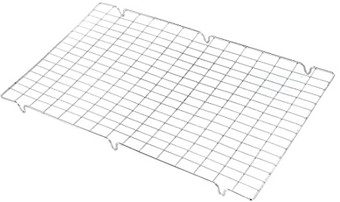 Vogue Large Cake Pastry Loaf Wire Cooling Tray Rack, Size: 432 x 254mm, Stainless Steel Patisserie Grid, Commercial Restaurant Bakery Café or Home Kitchen Use | J810 | Elevates bakes to prevent soggy bases, ideal for busy commercial bakeries, cafes, pastry shops, or home kitchen use.