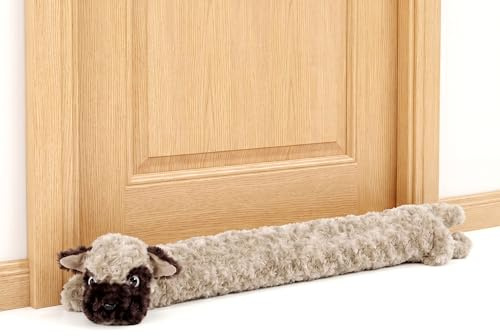 The Magic Toy Shop Novelty Draught Excluder Cushion, Beige Pug - Cute Animal Themed Draft Stopper for Doors - Under Door Wind Blocker Guard for Cold Air, Noise, Light & Dust Protection