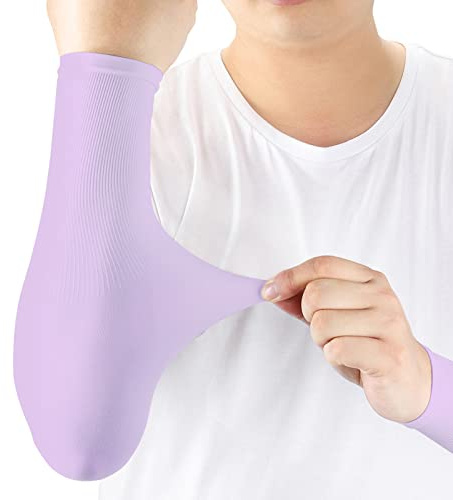 Arm Sleeves UV Protection,Arm Warmers Support Stretchy Anti-slip,Compression Sleeves to Cover Arms Womens Mens Youth for Covering Tattoo Basketball Running Cycling Gardening Outdoor (Purple,1 Pair)