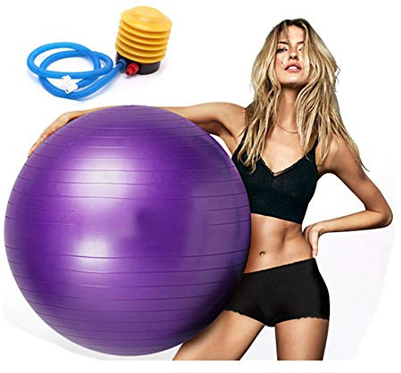 Fellibay Yoga Gymnastikball 85 cm mit Yoga-Ball Pumpe Yoga Starter Sets für Anfänger, violett, 85cm