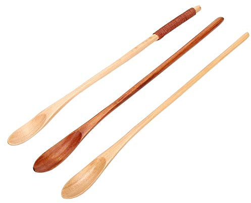 3 Pcs Long Manche Cuillère À Café En Bois Remuer Bâton Café Petites Cuillères À Soupe Servir Cuillères Cuillère À Café En Bois pour Café Thé Confiture Sels De Bain Lait