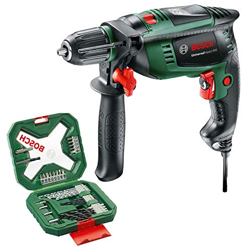 Bosch Schlagbohrmaschine UniversalImpact 800 (800 Watt, Koffer) + 34tlg. X-Line Classic Schrauber und Bohrer Set (Holz, Stein und Metall, Zubehör für Bohrmaschinen)