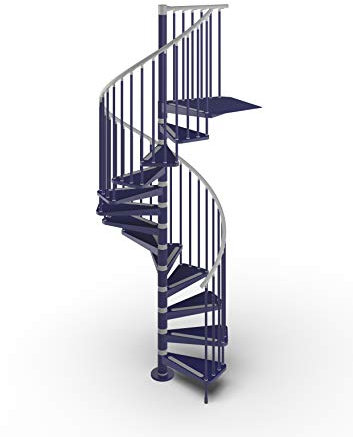 Mister Step Gamia Metal escalera de caracol para interiores de acero pintado (azul RAL 5002, diámetro 120 cm. - 12 peldaños)