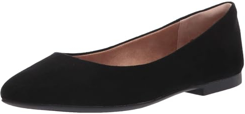 Amazon Essentials Damen Ballerinas mit spitzem Zehenbereich, Schwarz Mikro Wildleder, 40 EU